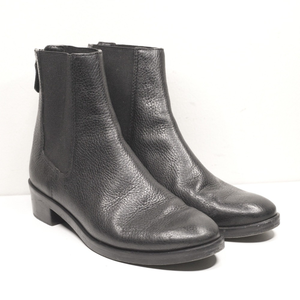 TORY BURCH Orsay Pebbled Leather‎ Chelsea Ankle Boots Back Zip Black Sz 8M